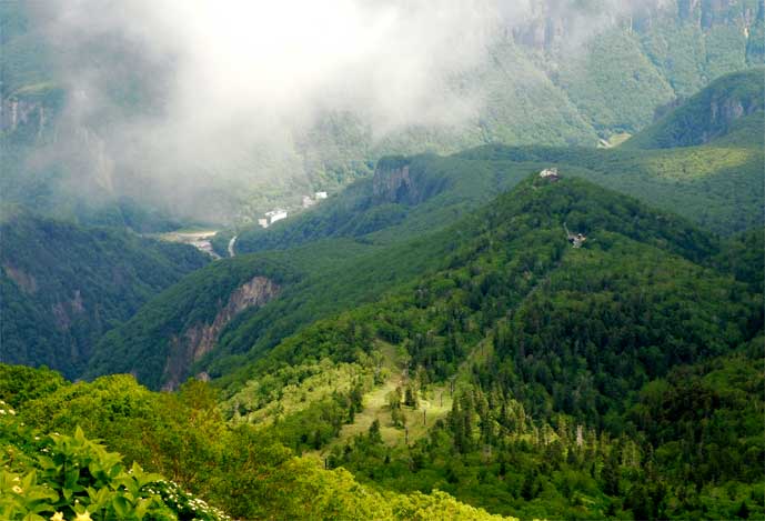 層雲峡、リフト方向（望遠）