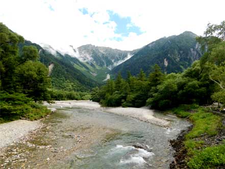 穂高岳と梓川