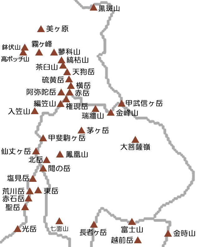 八ヶ岳、南アルプス